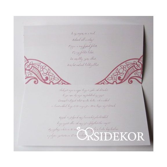 Esküvői meghívó szalaggal és gyönggyel