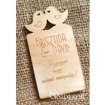 Köszönetajándék esküvői hűtőmágnes fából