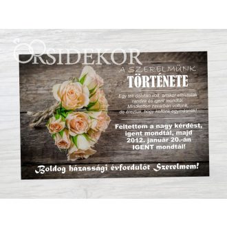   SZERELMÜNK TÖRTÉNETE HÁZASSÁGI ÉVFORDULÓRA Ajándék tábla