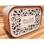 Pénzgyűjtő doboz esküvőre – egyedi névvel, rusztikus fa design Pénzgyűjtő doboz esküvőre – egyedi névvel, rusztikus fa design