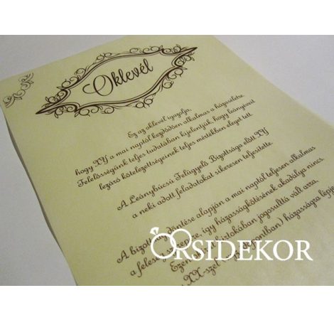 Oklevél lánybúcsúra