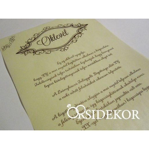 Oklevél lánybúcsúra