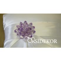 Gyűrűpárna kristály virággal és szalaggal díszítve