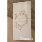 Esküvői meghívó virágkoszorúval