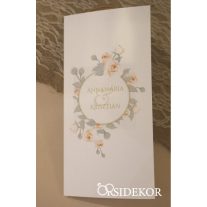 Esküvői meghívó virágkoszorúval