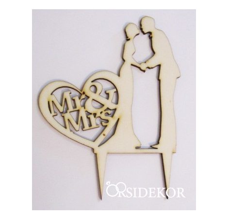 Esküvői tortadísz, menyasszony és vőlegény, Mr&Mrs