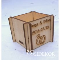 Kövirózsa köszönetajándék fa kockában