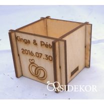 Kövirózsa köszönetajándék fa kockában