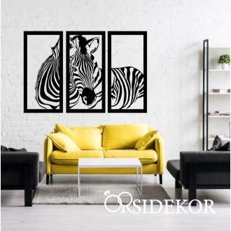 3 részes zebra falikép fából