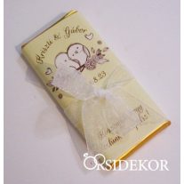 Köszönetajándék csoki madaras masnival átkötve