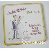   Köszönetajándék esküvői fényképes hűtőmágnes, 5x5cm