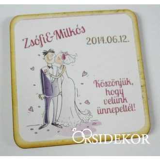   Köszönetajándék esküvői fényképes hűtőmágnes, 5x5cm
