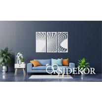 3 részes geometrikus tornádó falikép fából