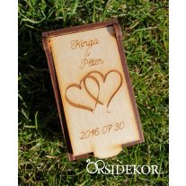   Mini Nyitható gyűrűtartó doboz fából, gravírozott mintával