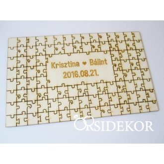 Esküvői vendégkönyv, fa puzzle 
