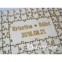 Esküvői vendégkönyv, fa puzzle 