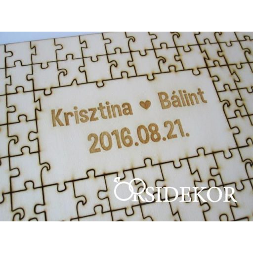 Esküvői vendégkönyv, fa puzzle 
