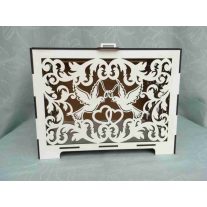 Nászajándékgyűjtő doboz/persely fából galambos