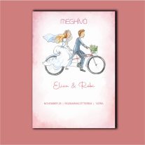 Biciklis esküvői meghívó