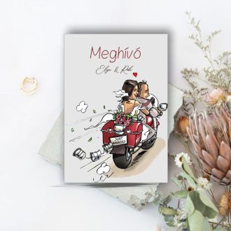 Motoros esküvői meghívó