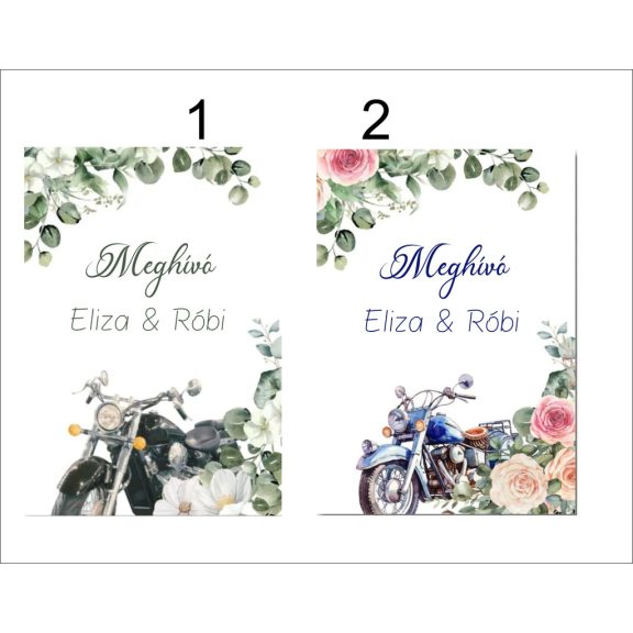 Motoros esküvői meghívó Motoros esküvői meghívó