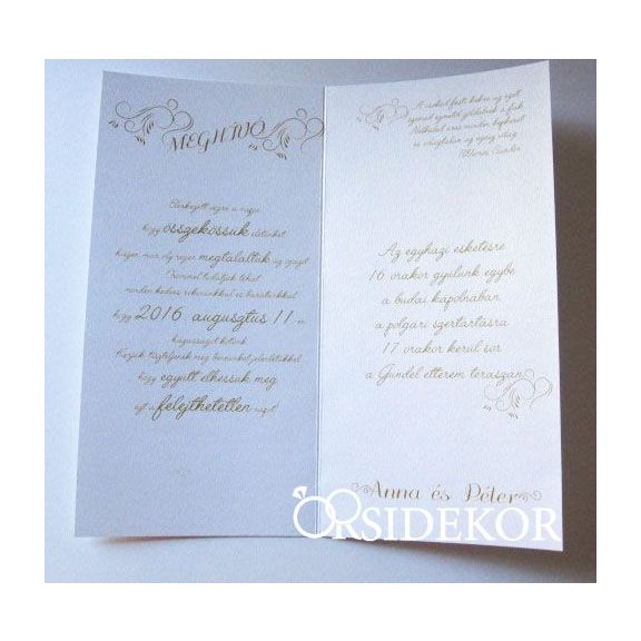 Kinyitható esküvői meghívó modern grafikával