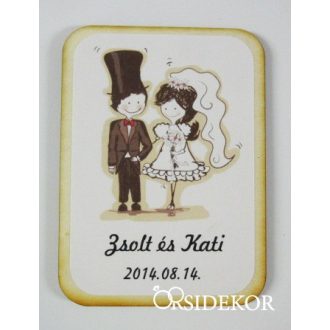 Köszönetajándék esküvői hűtőmágnes, 5x7 cm