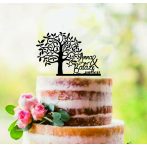 Esküvői tortadísz névvel szerelemfa