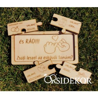 Puzzle tanú felkérő fából, menyasszonynak