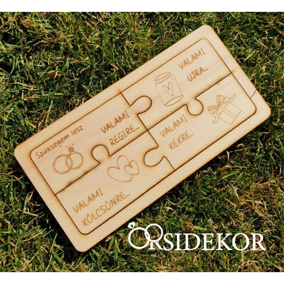 Puzzle tanú felkérő fából, menyasszonynak