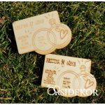 Gyűrűs köszönetajándék, modern fa hűtőmágnes