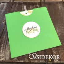 Kétoldalas, greenery esküvői meghívó papírtokban