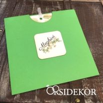 Kétoldalas, greenery esküvői meghívó papírtokban