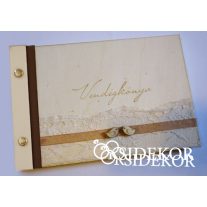 Esküvői vendégkönyv, fa borítású