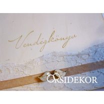 Esküvői vendégkönyv, fa borítású
