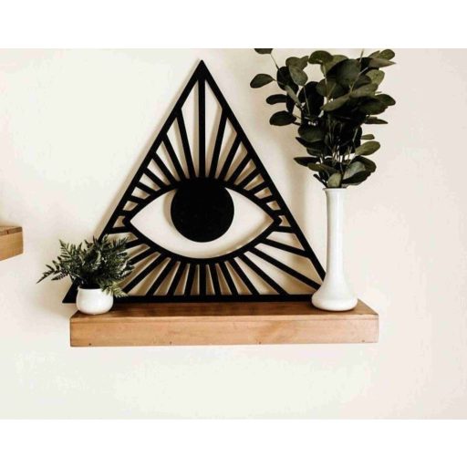 Lézervágott "mindent látó szem" falikép – fa dekoráció