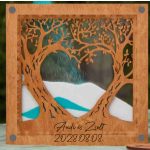 Esküvői homokceremónia gravírozott életfa, homoköntő