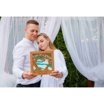 Esküvői homokceremónia gravírozott életfa, homoköntő