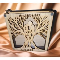   Esküvői homokceremónia gravírozott életfa pár, homoköntő