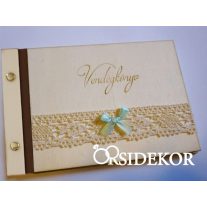 Esküvői vendégkönyv, fa borítású