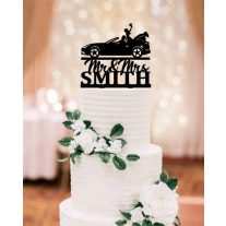 Esküvői tortadísz autós  – névre szóló