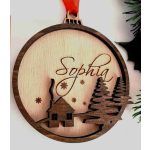   Egyedi neves karácsonyfadísz családoknak – gravírozott fa dísz