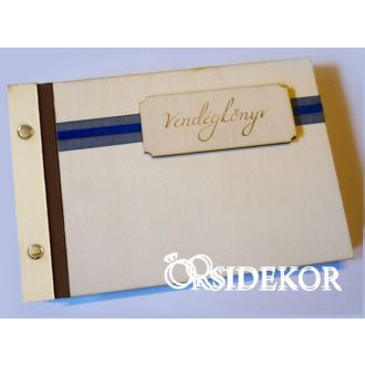 Esküvői vendégkönyv, fa borítású