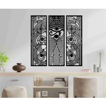   Hórusz szeme 3 részes fa falikép – lézervágott spirituális dekoráció