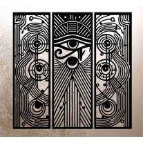   Hórusz szeme 3 részes fa falikép – lézervágott spirituális dekoráció