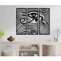   Hórusz szeme 3 paneles falikép – spirituális fa dekoráció