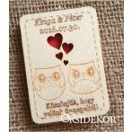 Baglyos hűtőmágnes fából 3D szívekkel Baglyos hűtőmágnes fából 3D szívekkel