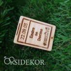 Köszönetajándék esküvői hűtőmágnes fából Köszönetajándék esküvői hűtőmágnes fából