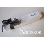 Dobozos esküvői meghívó masnival és strasszal, 3x16 cm