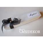 Dobozos esküvői meghívó masnival és strasszal, 3x16 cm